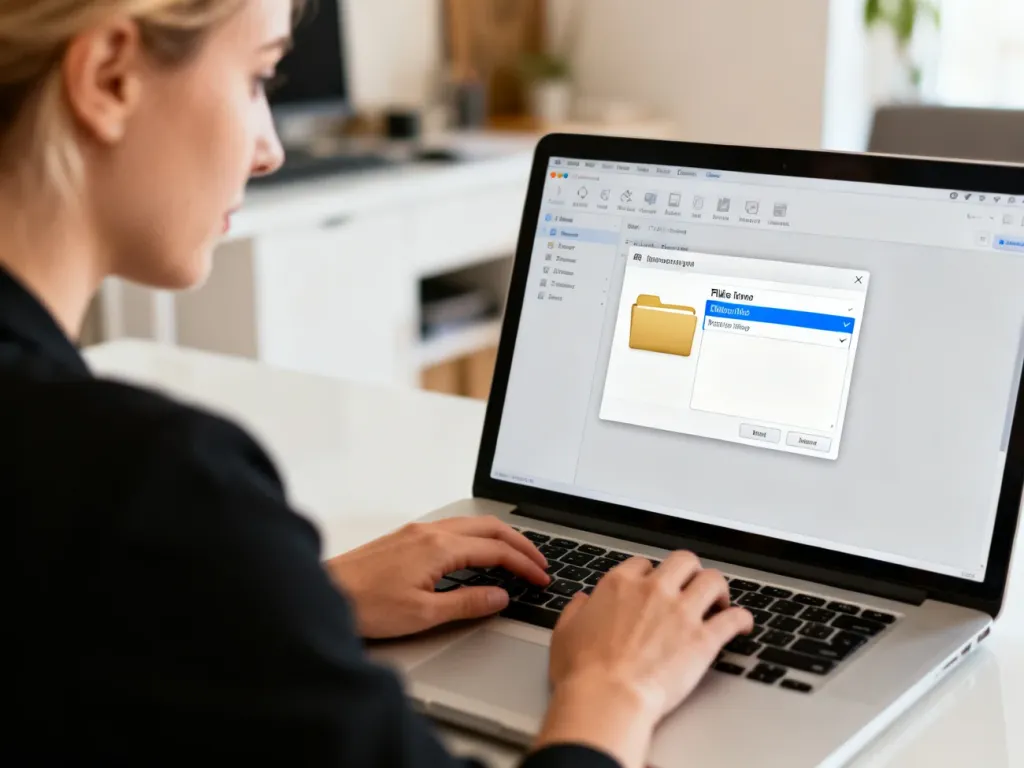 Kobieta edytuje nazwę pliku na laptopie, zmieniając jego rozszerzenie w systemie Windows 11.